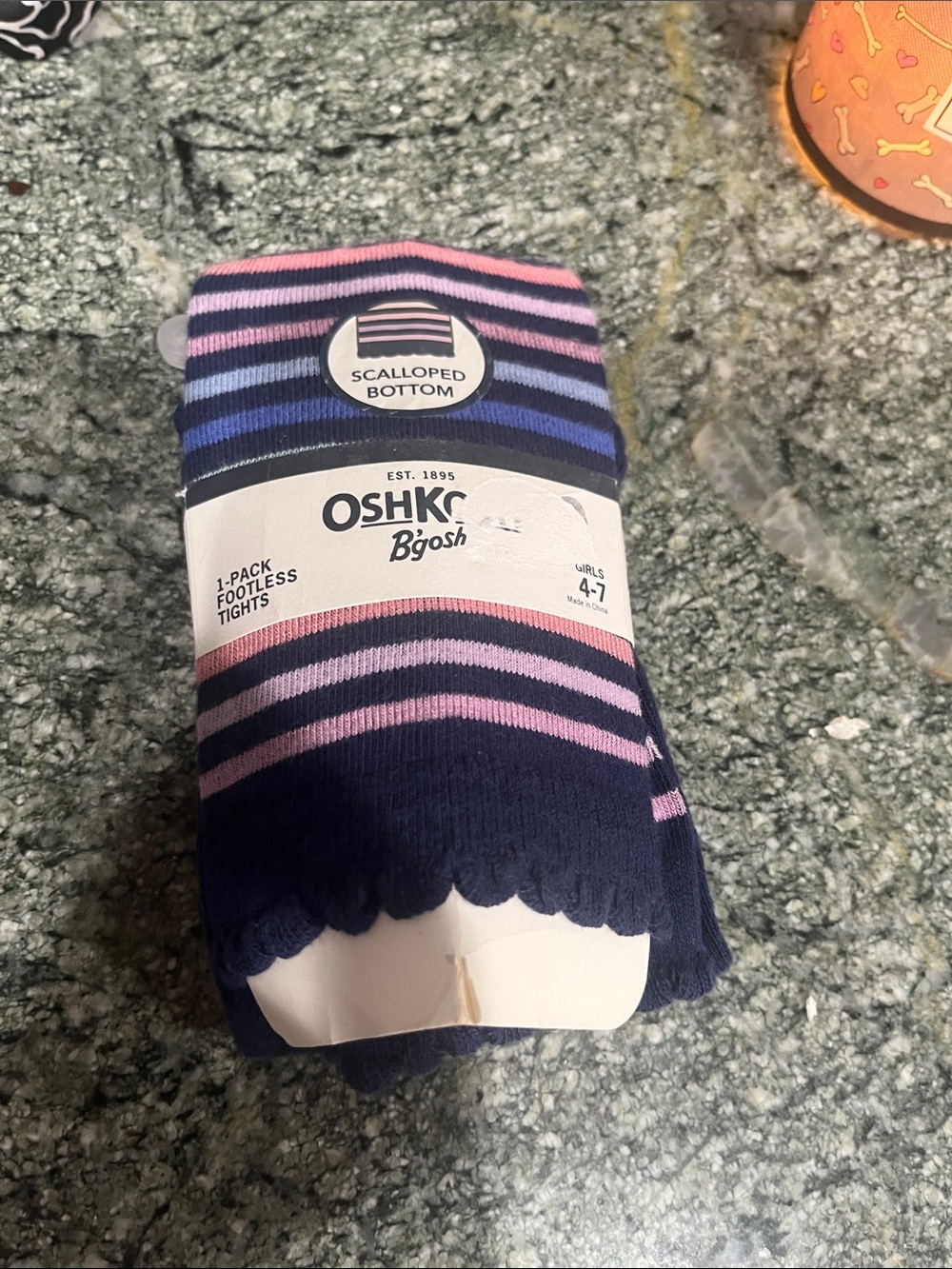 OshKosh B'gosh Navy Pink & Light Blue Striped Footless Tights